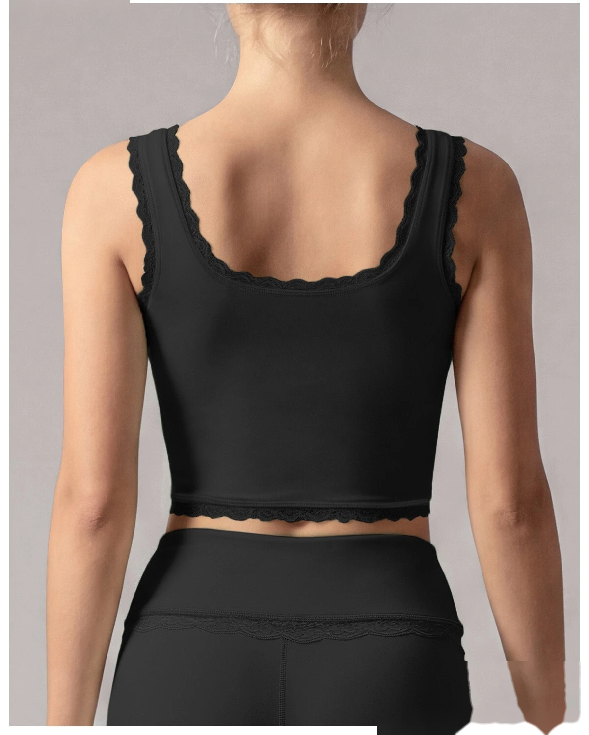 Women Summer Lace Trim Workout Top, Stretch Anti-Sagging Athletic Cami, Breathable Gym Vest for Daily Exercise detail