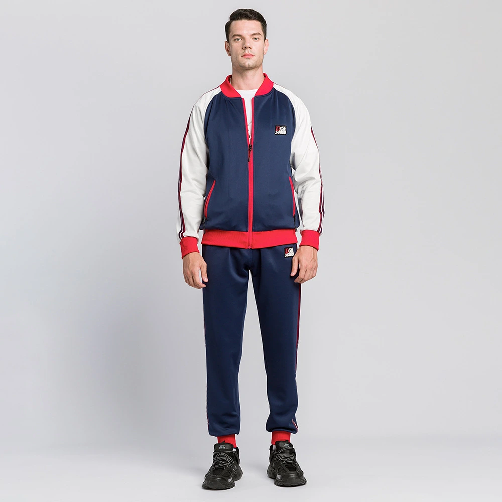 Mens sports jackets full zip color block stripe sweatshirts detail