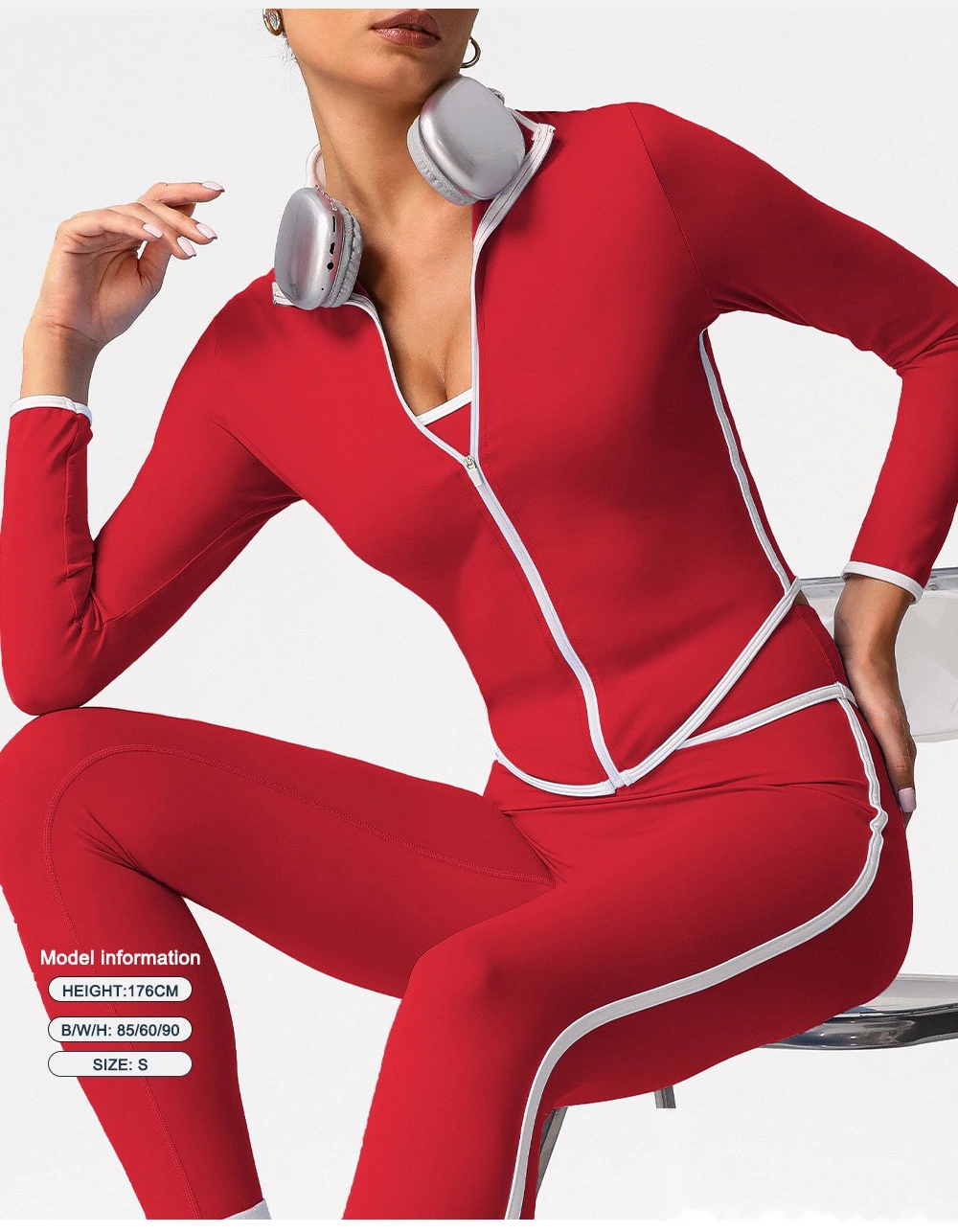 Customize the new contrast zipper yoga clothes women's autumn and winter running fitness coat detail