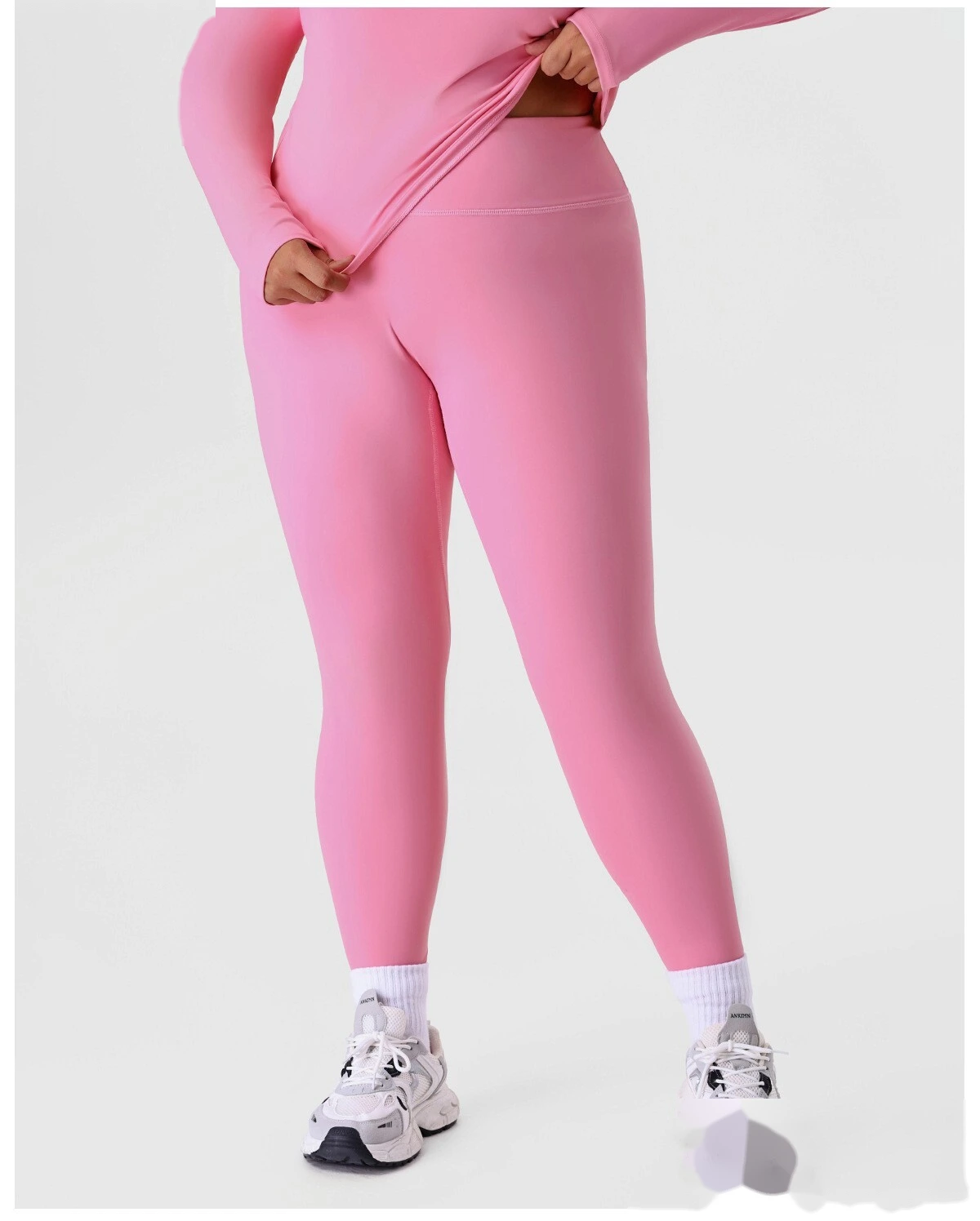 Women's Plus Size High-Waisted Yoga Leggings - Customizable Slimming Tummy Control Pants for Outdoor Fitness & Running detail