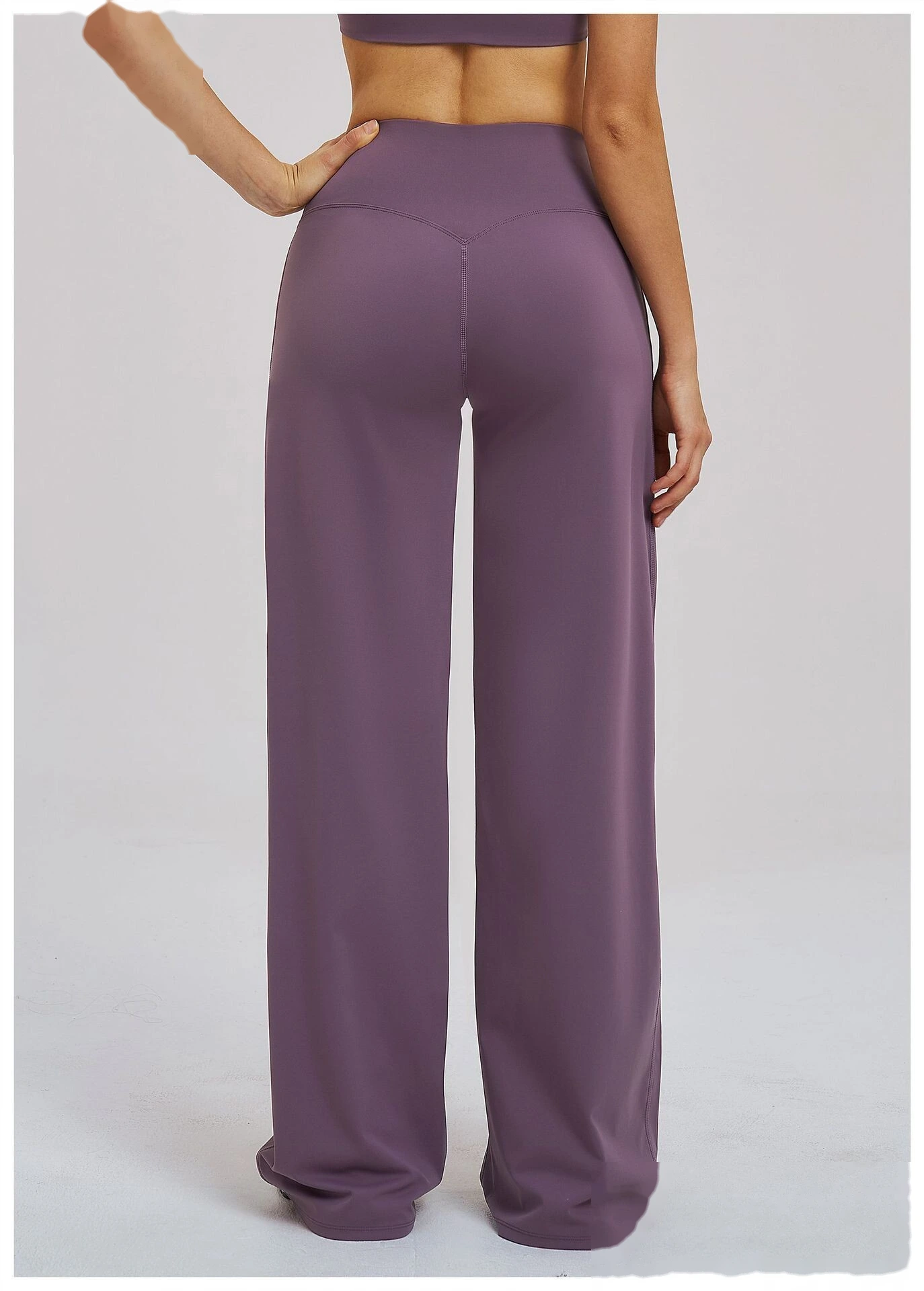 Bulk Custom Legging Lined Wide-Leg Pants - Women's Cross Waist Loose Straight Yoga Gym Activewear detail
