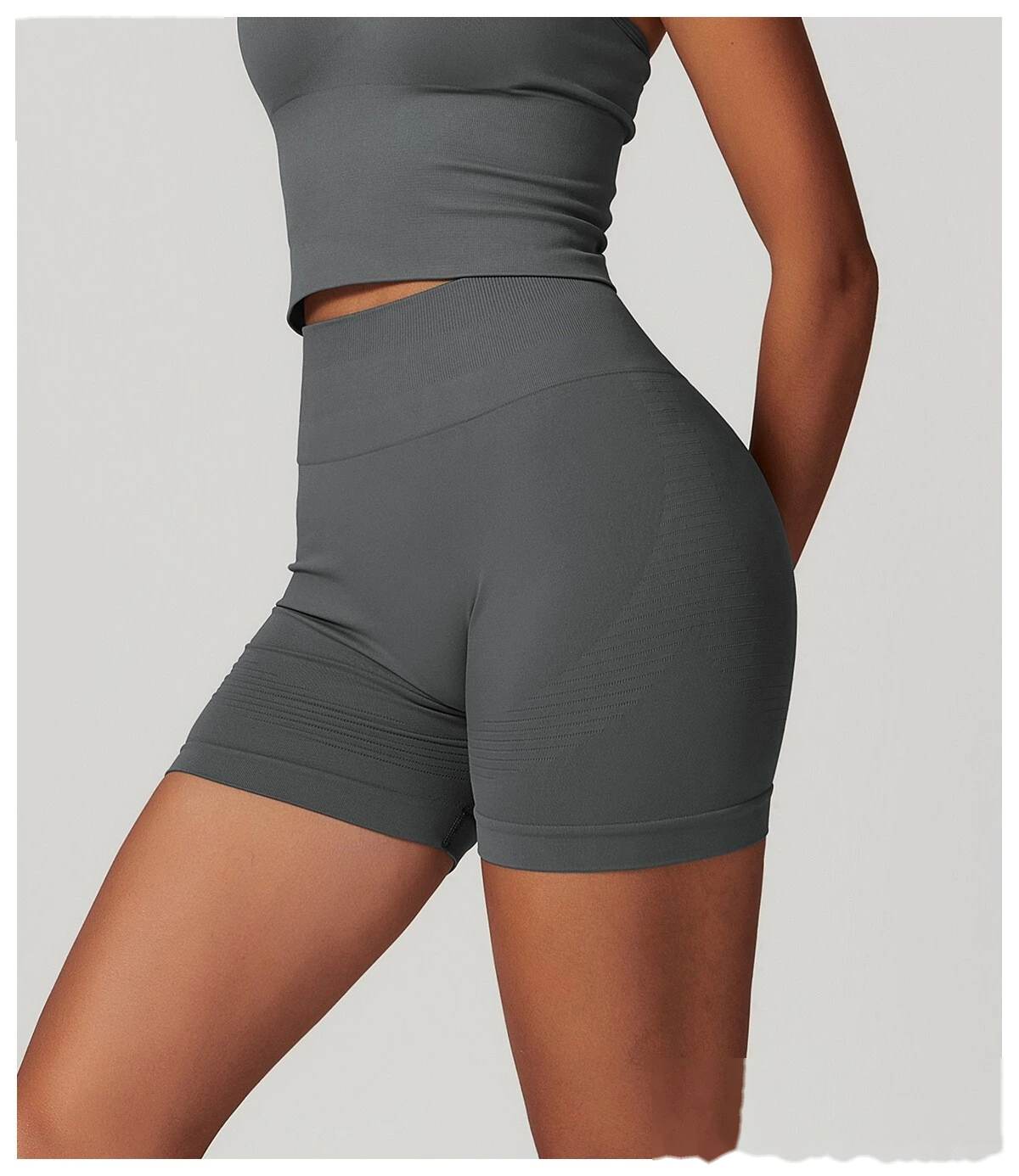 Custom Seamless High-Waisted Yoga Shorts - Women’s Butt-Lifting Peach Hip Tight Fitness Running Shorts detail