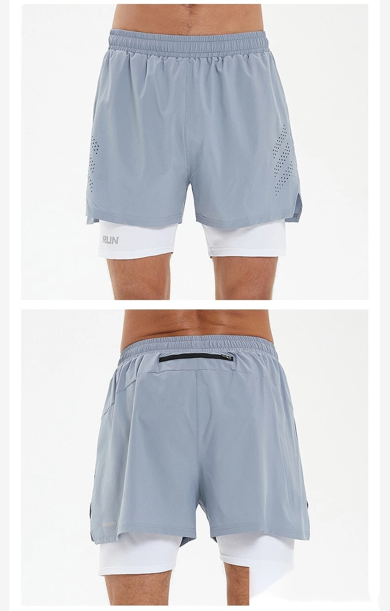 Custom Men's 2-in-1 Workout Shorts Quick Dry Breathable Athletic Shorts for Running Gym Training detail