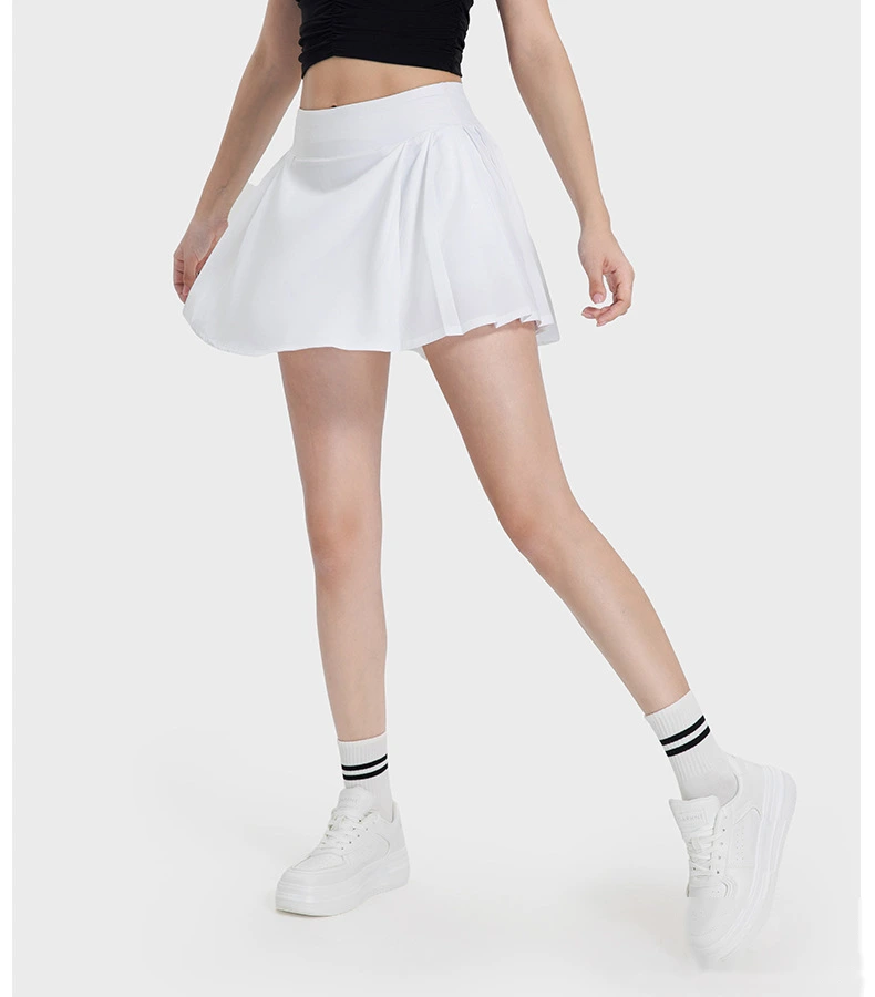 Customized pleated yoga shorts skirt female fake two-piece anti-exposure tennis skirt detail