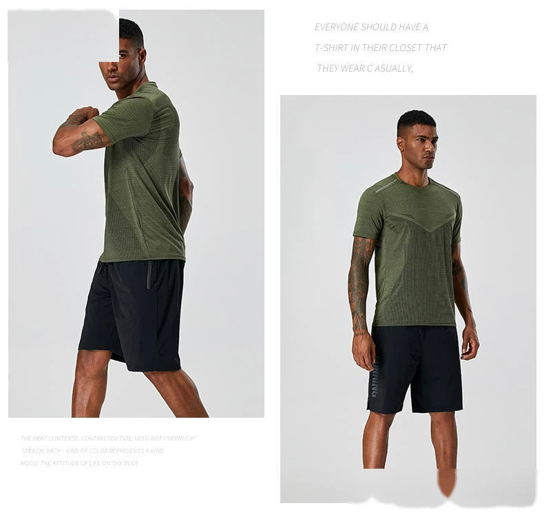 Customized short-sleeved T-shirt men's ice silk sports fitness quick-drying clothes leisure plus size running clothes detail
