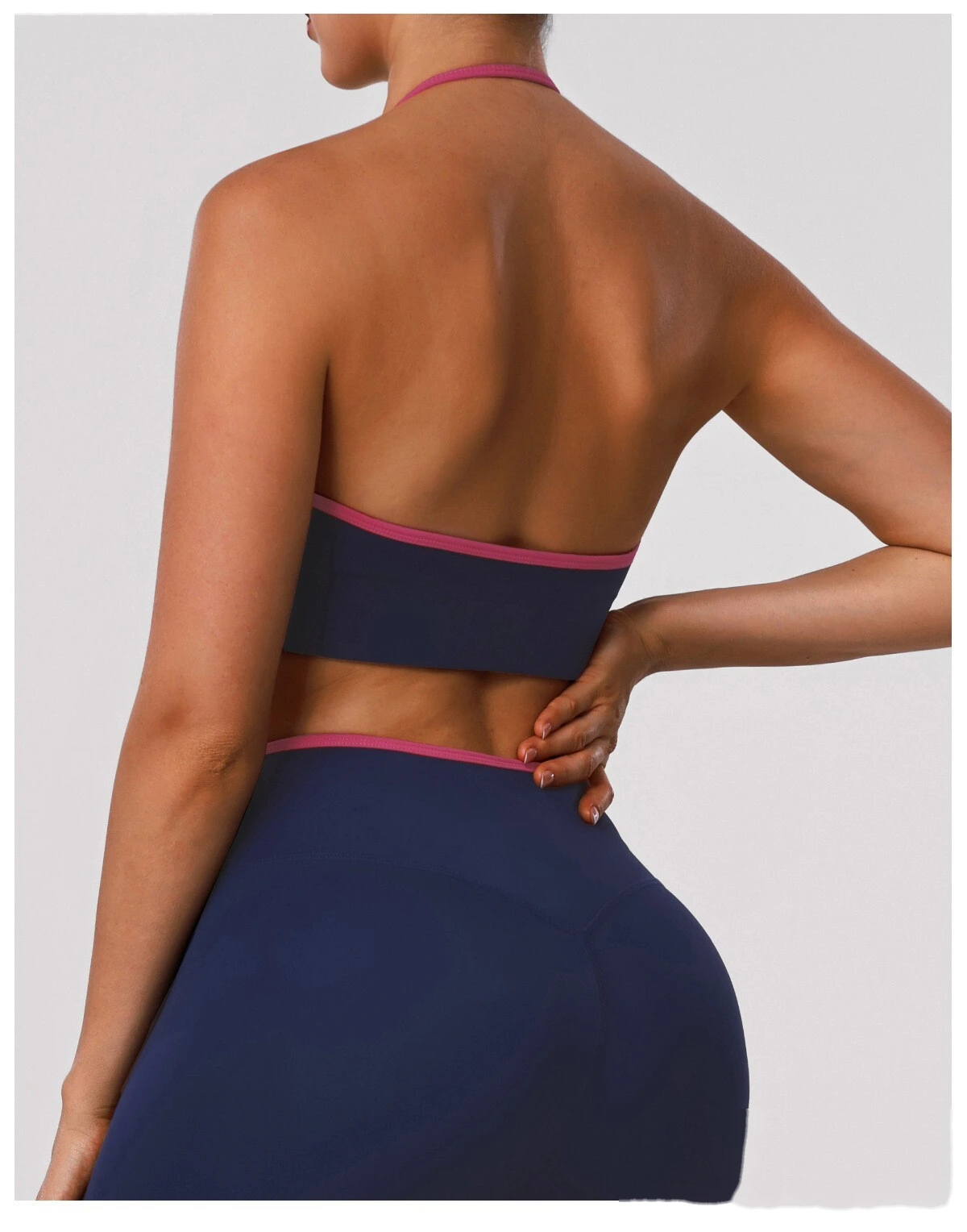 Women's Customizable Halter Neck Yoga Sports Bra Set - High-Elastic Comfortable Open Back Activewear for Yoga & Fitness detail