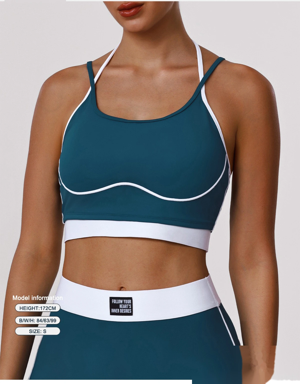 Bulk Custom Color Block Fitness Bra - Thin-Strap Shockproof Padded Yoga Tank for Gym Running Workouts detail