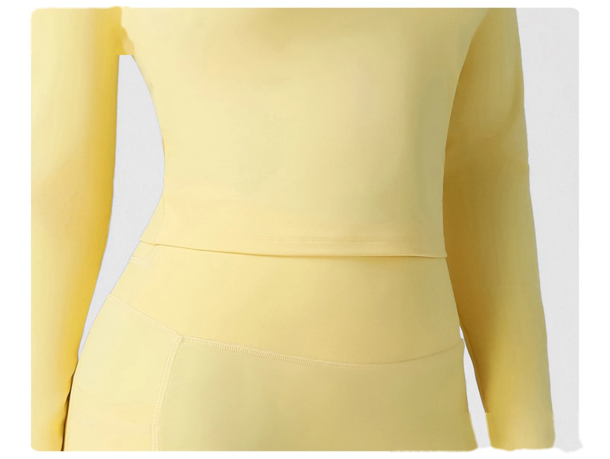 Customized autumn tight high elastic round neck long sleeve T-shirt running outdoor sports yoga top woman detail