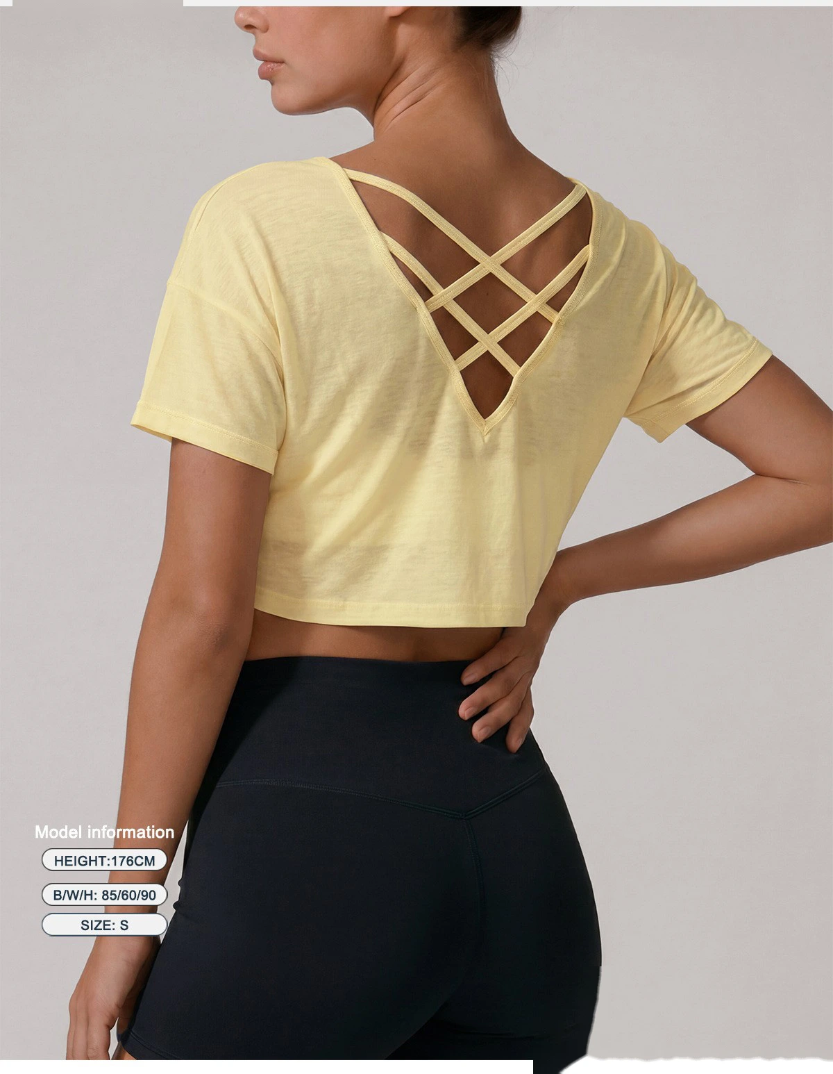 Customize the new summer women's outdoor running T-shirt and quick-drying Pilates fitness yoga short-sleeved shirt. detail