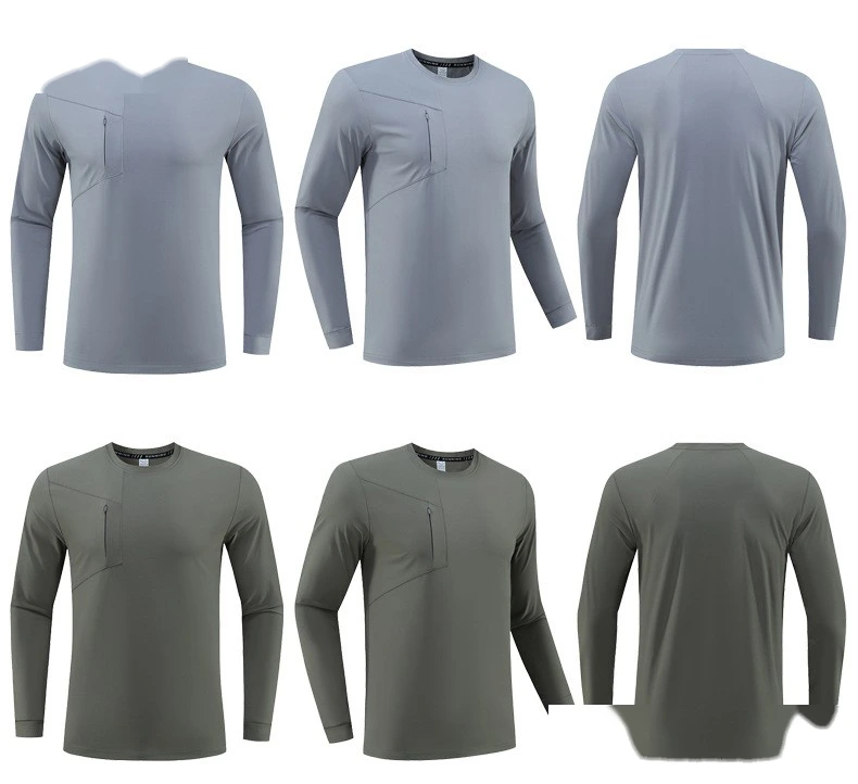 Customized men's long sleeve leisure sports fitness pocket T-shirt detail