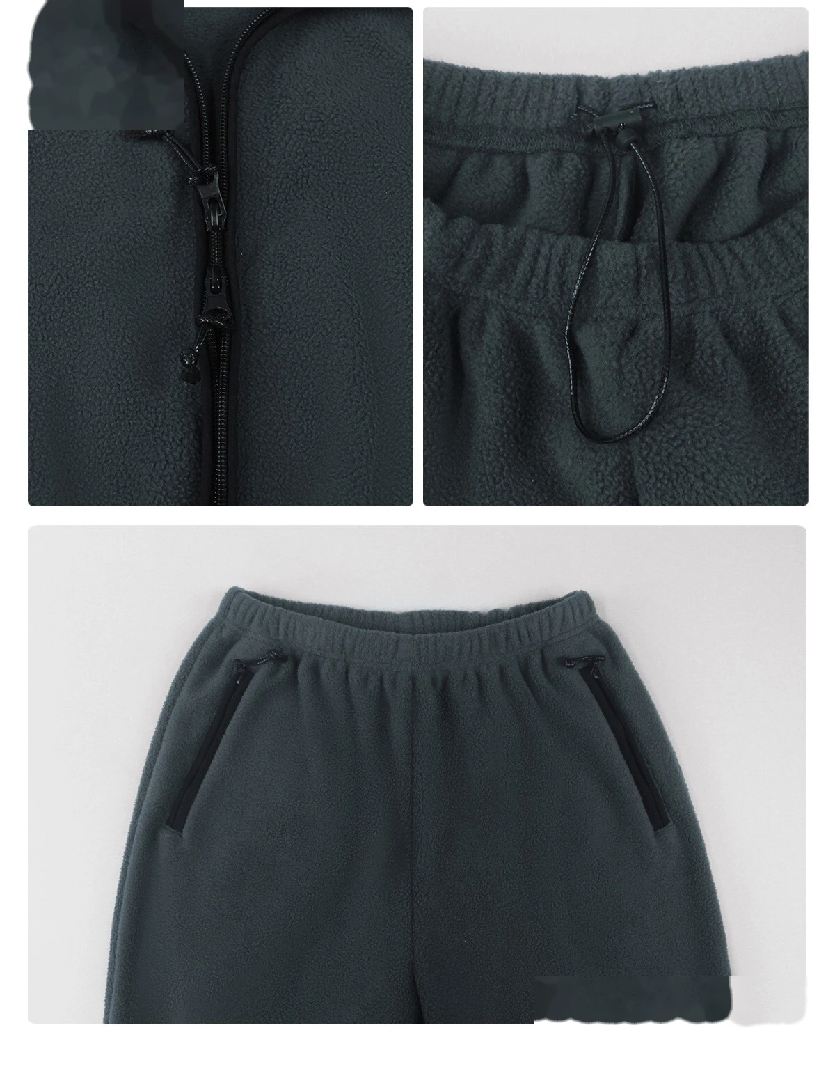 Custom Fleece Lounge Set - Women's Winter Warm Stand Collar Jacket & Wide-Leg Pants Sports Suit detail