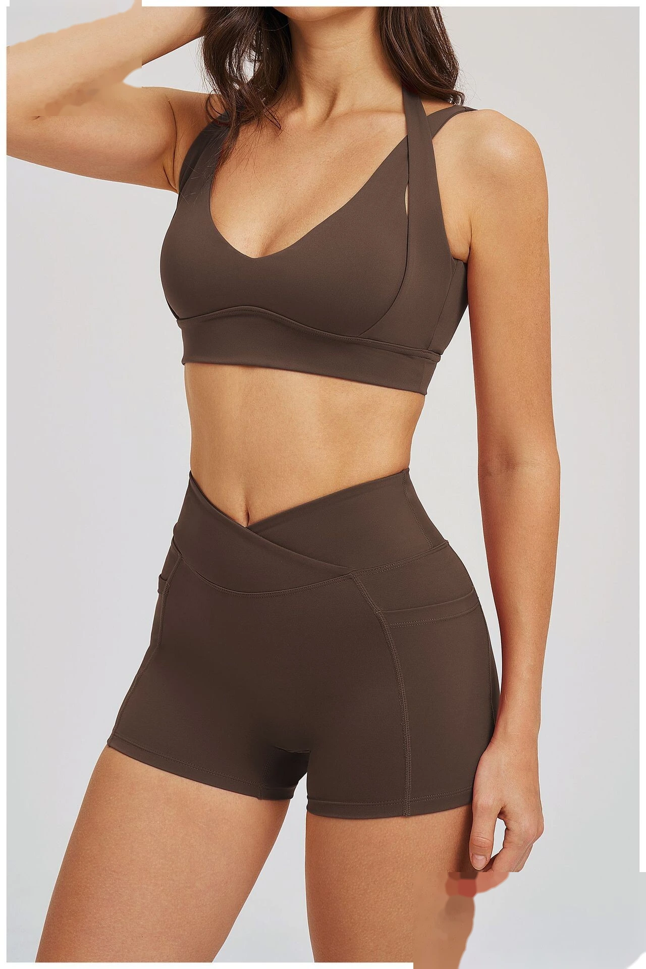 Premium Nude Sensation Sports Bra Women Custom Elegant Open Back Yoga Running Workout Bra detail