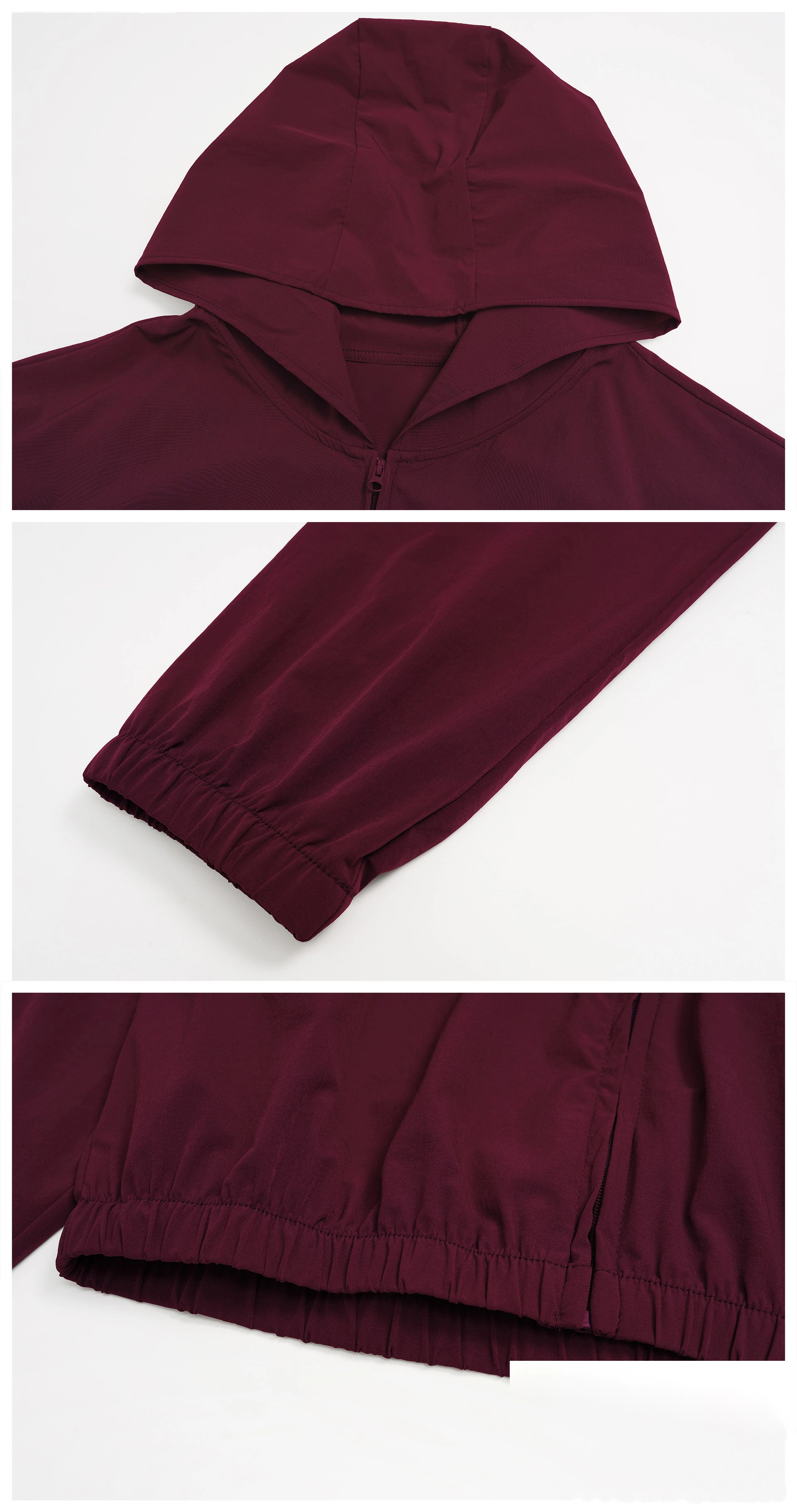 Custom Sun Protection Sports Jacket - Full-Zip Windproof Hooded Coat for Cycling & Hiking detail