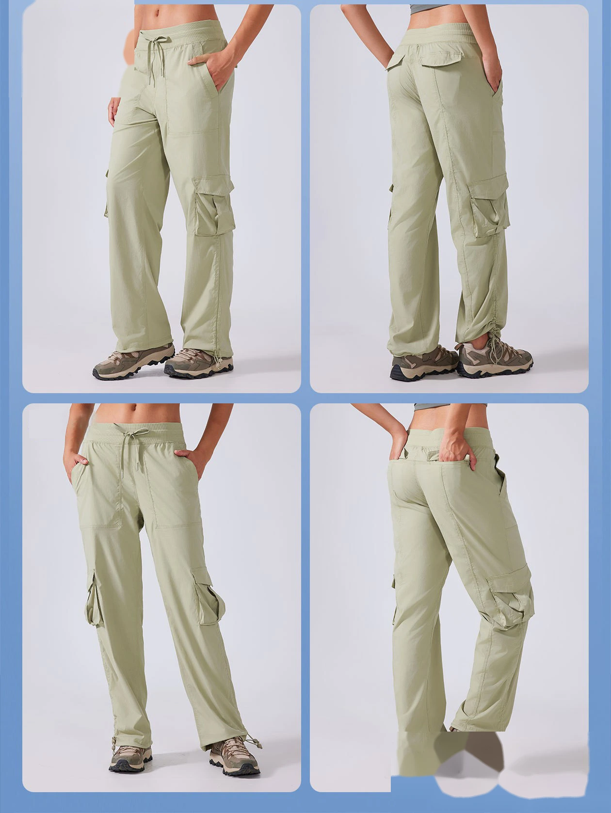 Customized outdoor running pants light and quick-drying multi-pocket wide-leg tooling leisure fitness pants detail
