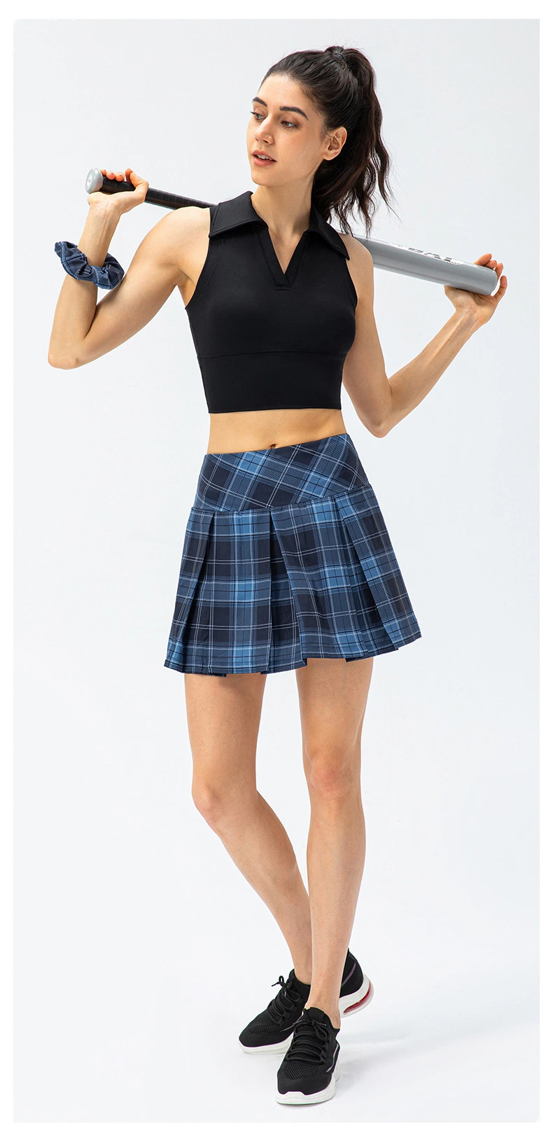 Womens tennis skirts elastic athletic golf skorts with pockets detail