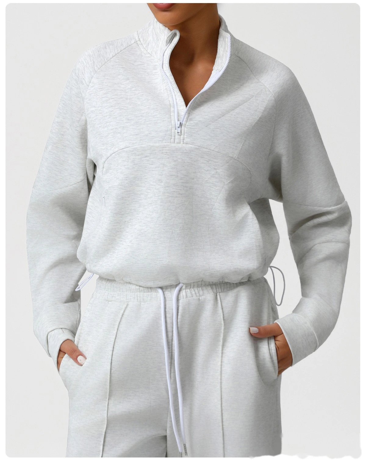 Customized thick sweater in autumn and winter sports leisure yoga clothes long sleeve coat loose sweater woman detail
