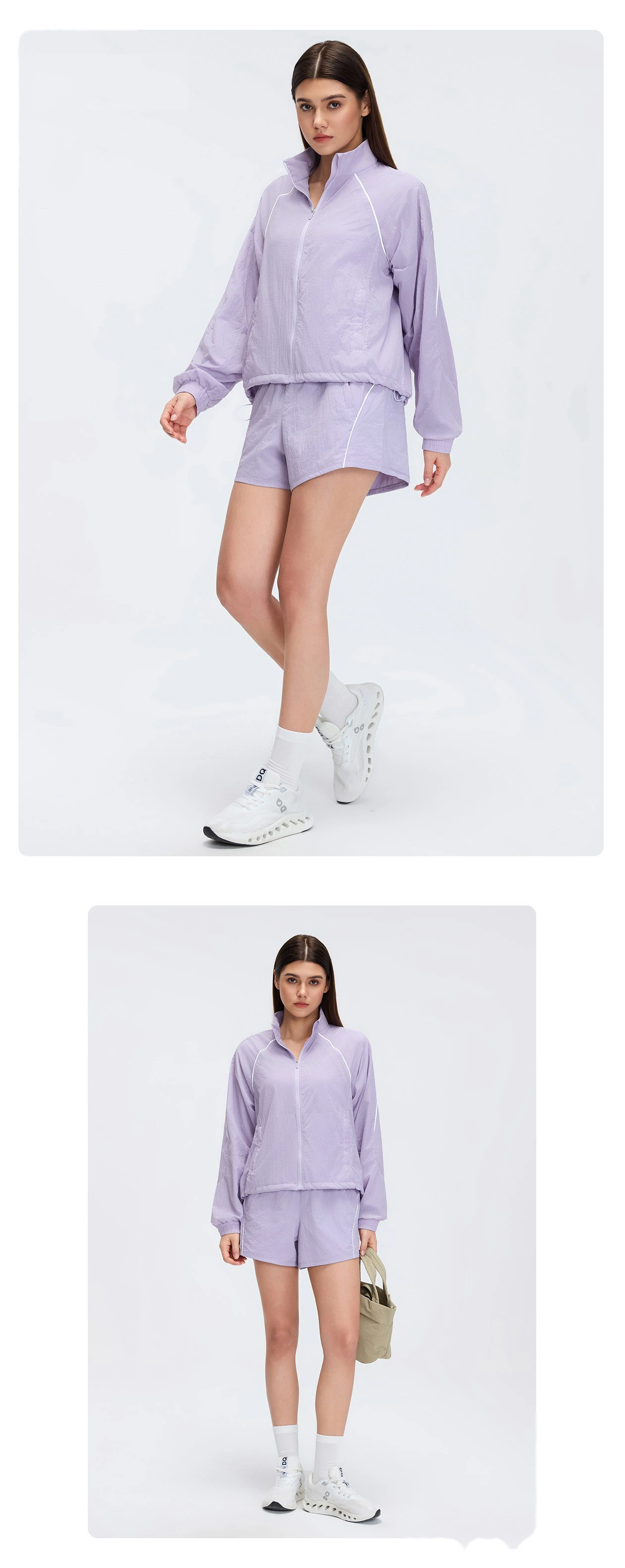 Women’s Spring Summer Light Jacket Outerwear Breathable Casual Running Fitness Tracksuit Set detail