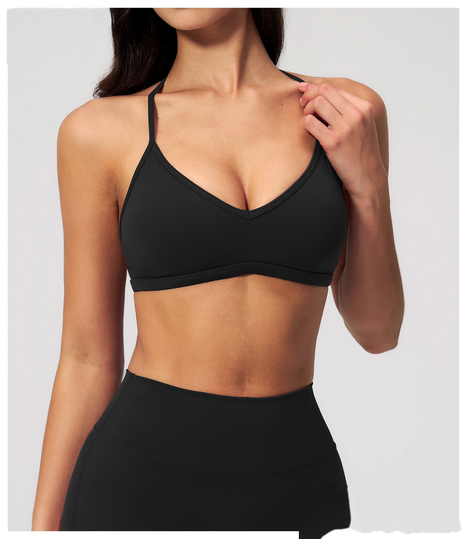 Beauty Back Shockproof Sports Bra Yoga Set, High Waist Wide Leg Seven Points Pants Fitness Suit detail