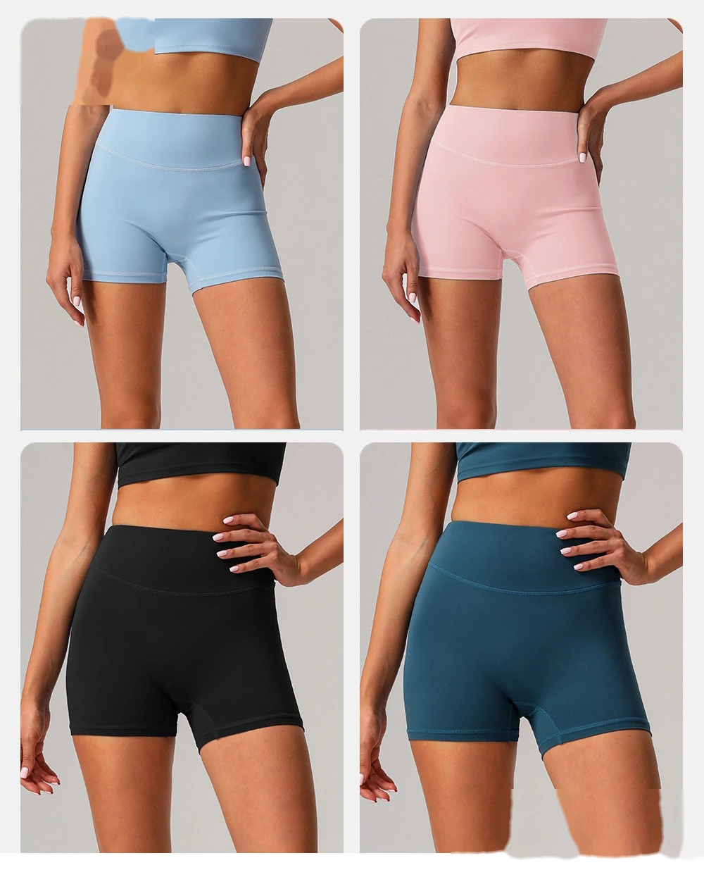 Custom nude yoga shorts hip running fitness pants tight high waist outdoor sports shorts female detail