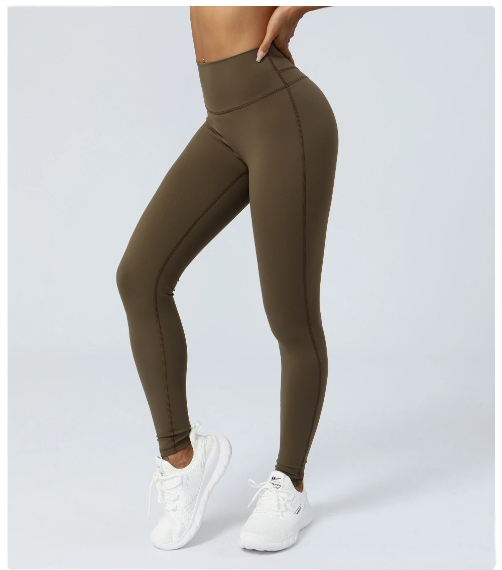 Custom nude yoga T-free embarrassing line fitness pants sports hip pants detail