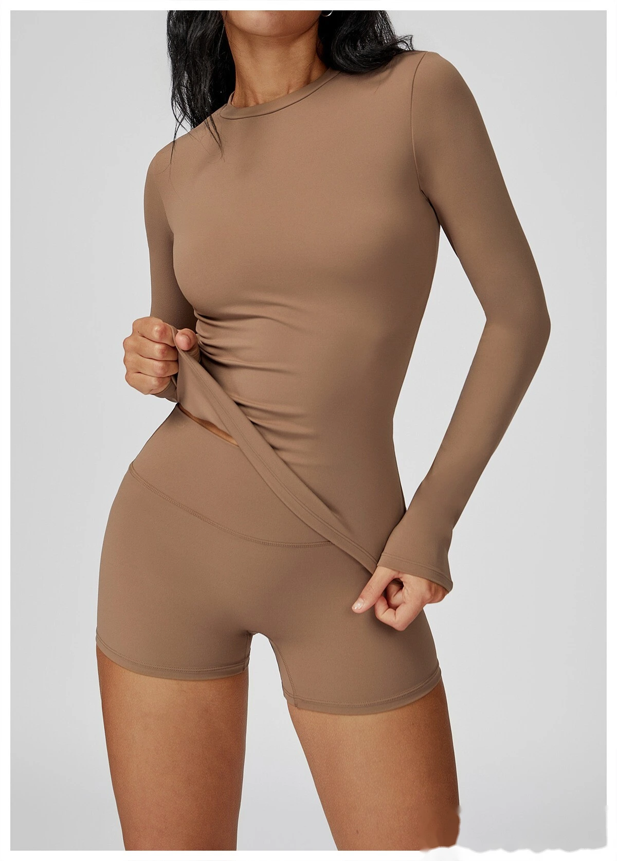 Custom-made women's fashion comfortable high-elastic yoga fitness tight T-shirt detail