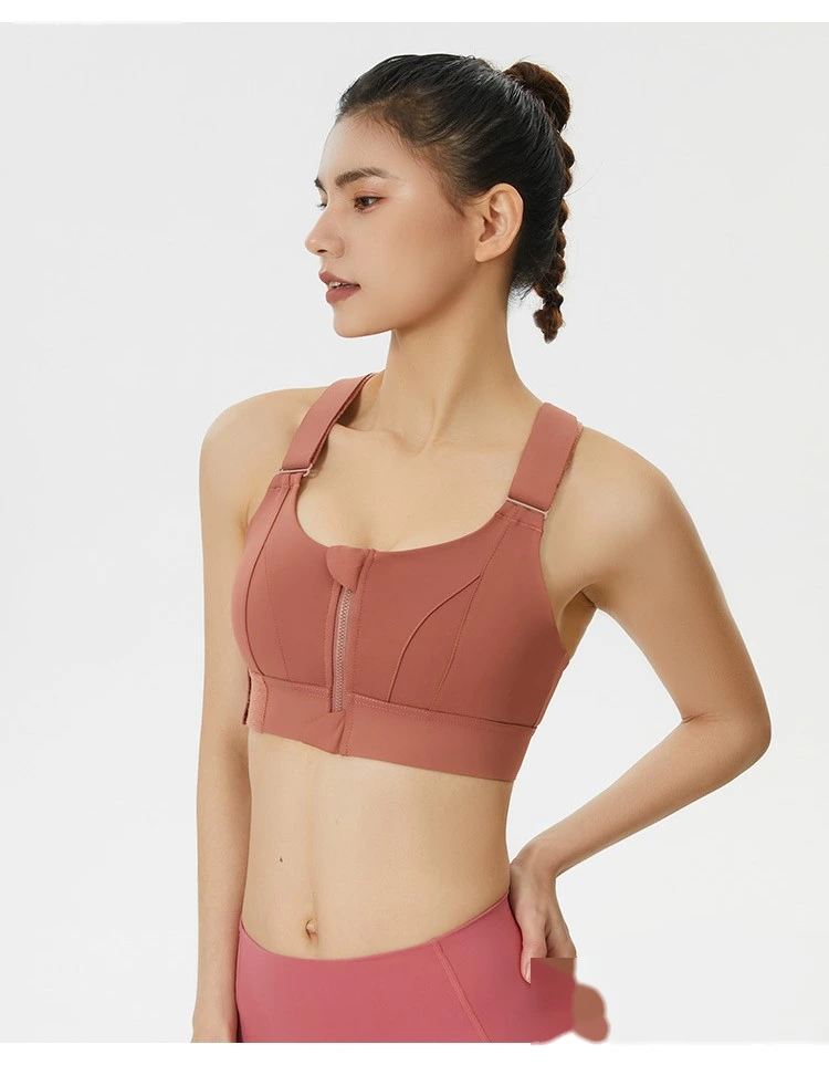 Womens zip sports bras high strength adjustable workout gym bra detail