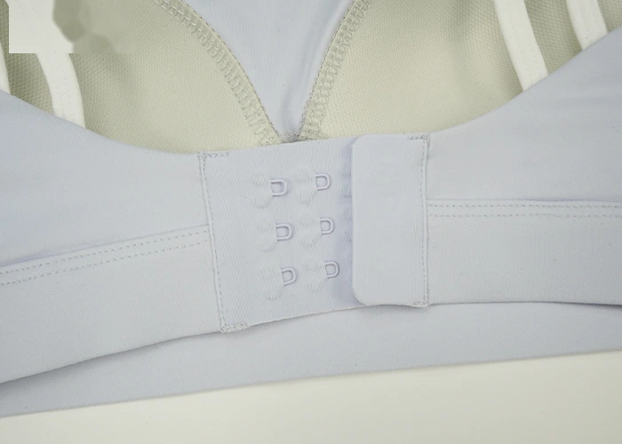 Womens spaghetti strap sports bra fitness hook back running bra detail