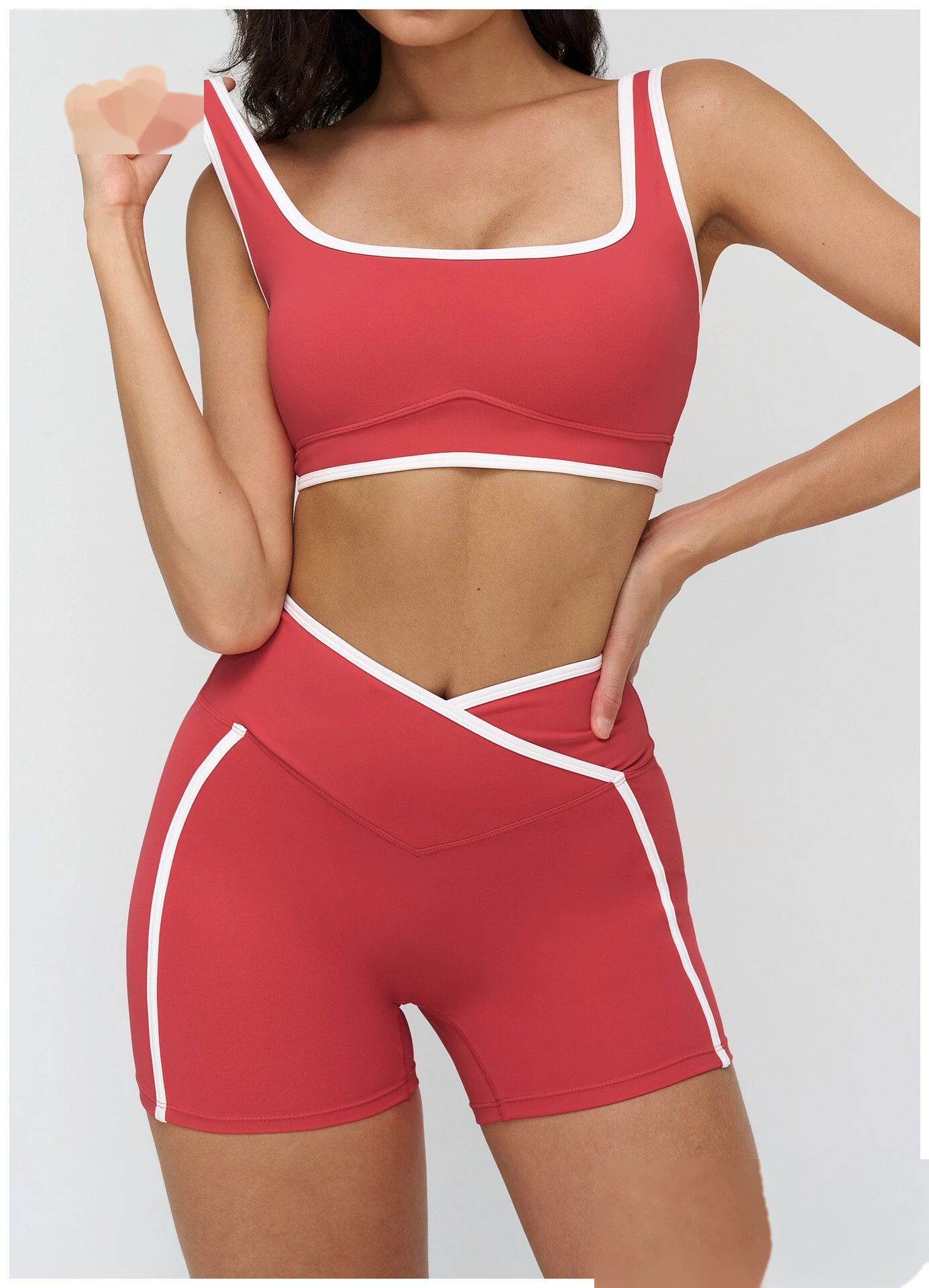 Custom Buttery Soft Yoga Set - Women's Color Block Tight Sports Bra for Outdoor Running & Fitness detail