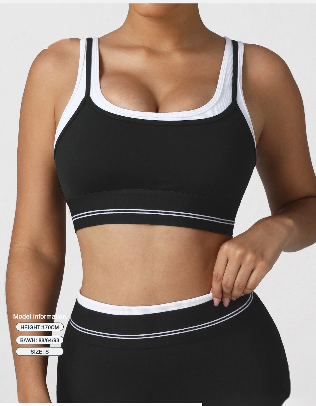 Women's High-Elastic Padded Sports Bra - Customizable 2-in-1 Color Block Yoga Bra, Fitness Workout Tank Top detail