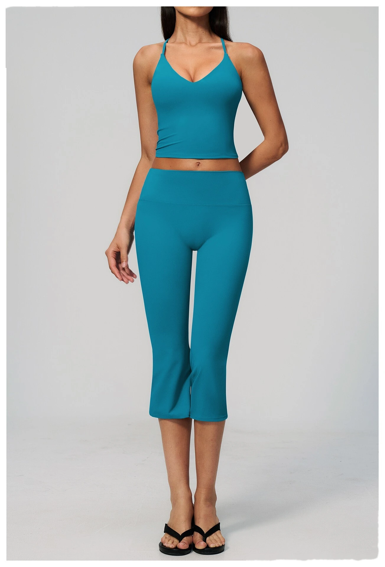 Yoga pants with creamy feeling, high waist, hips and abdomen, fitness exercise, cropped pants/yoga suit detail