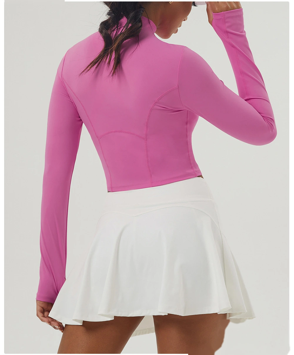 Customized outdoor running zipper tight coat yoga fitness sportswear top woman detail