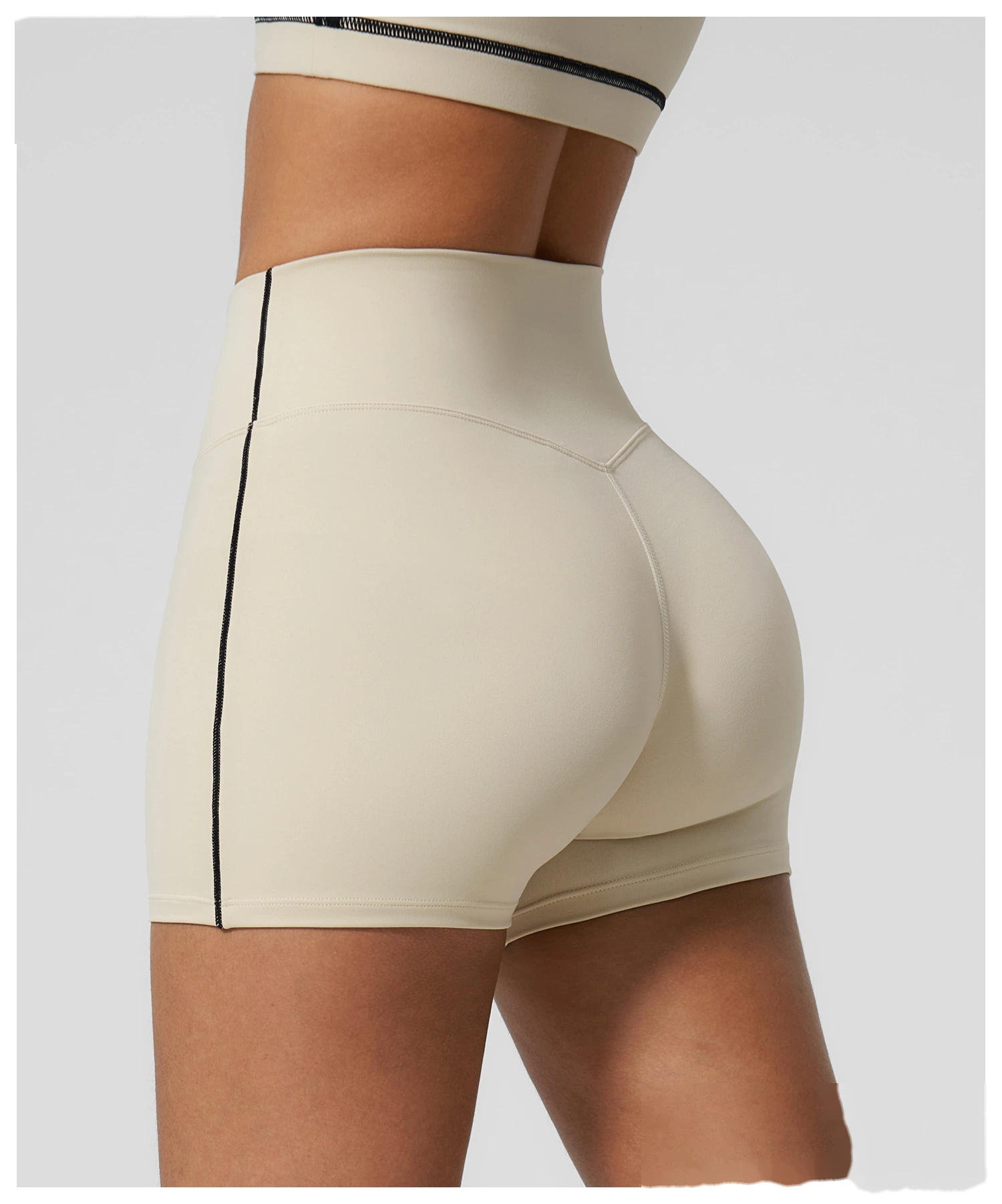 High Waist Peach Hip Naked Feel Yoga Shorts, Elastic Tight Sports Fitness Yoga Short Outfit for Women detail
