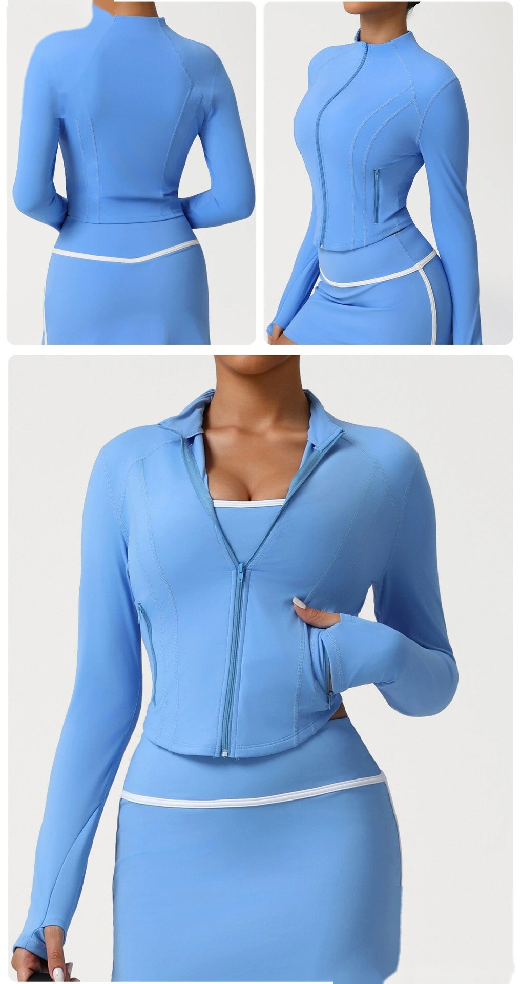 Custom autumn and winter Europe and the United States tight-fitting yoga fitness jacket women. detail