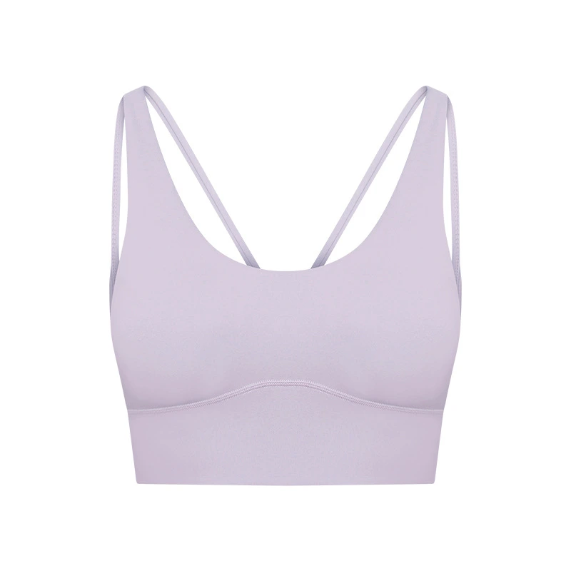 Womens sports bras V neck criss cross strappy gym workout bra detail