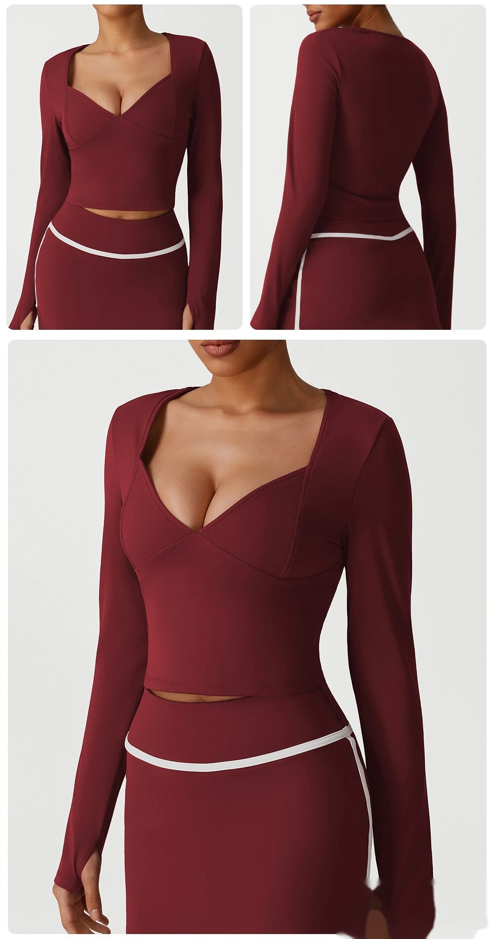 Customized European and American slim high-elastic yoga clothes long sleeve T-shirt sportswear detail