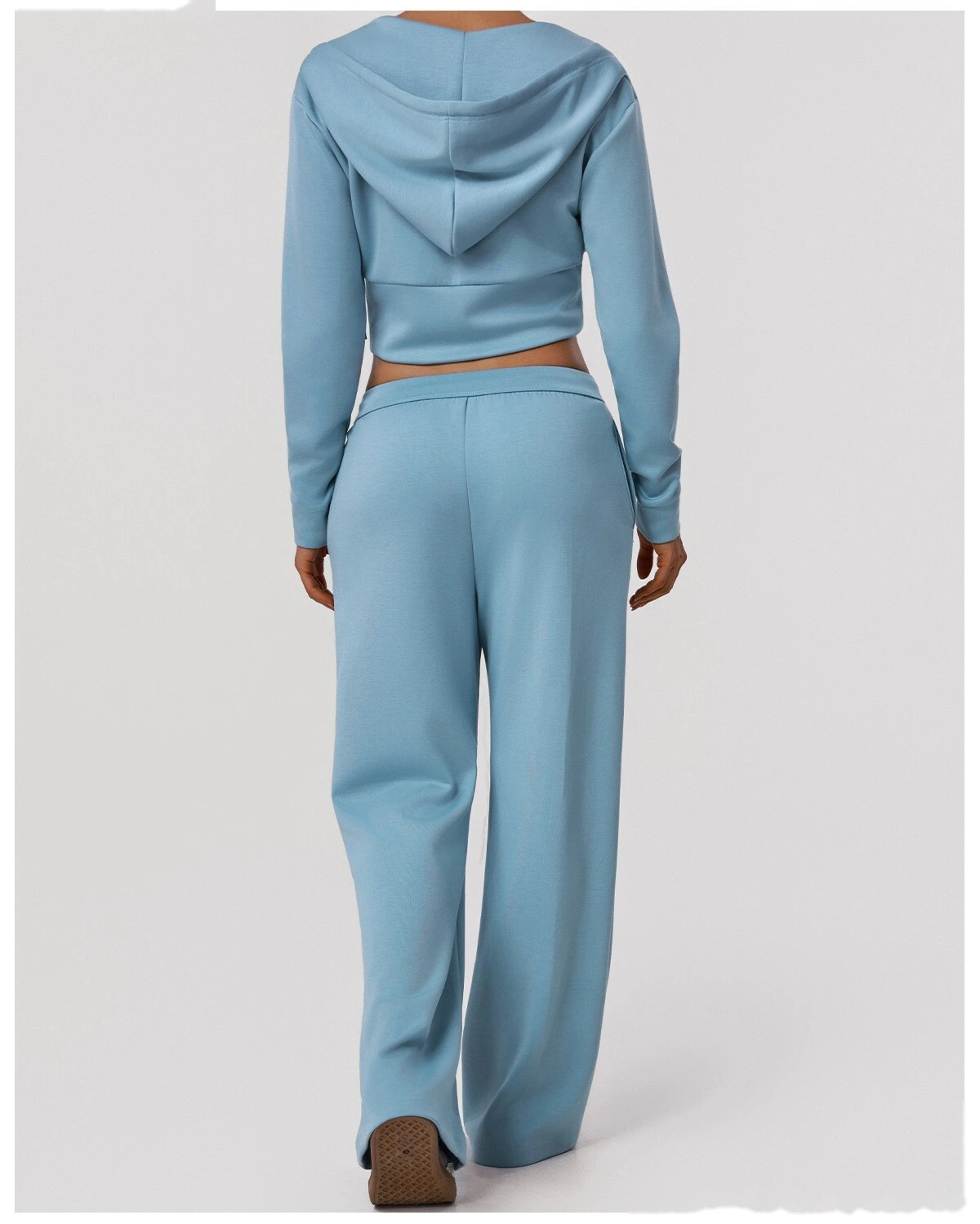 Women's Fall Winter Sports Tracksuit - Customizable Cropped Waist Hooded Jacket + Casual Outdoor Workout Set detail