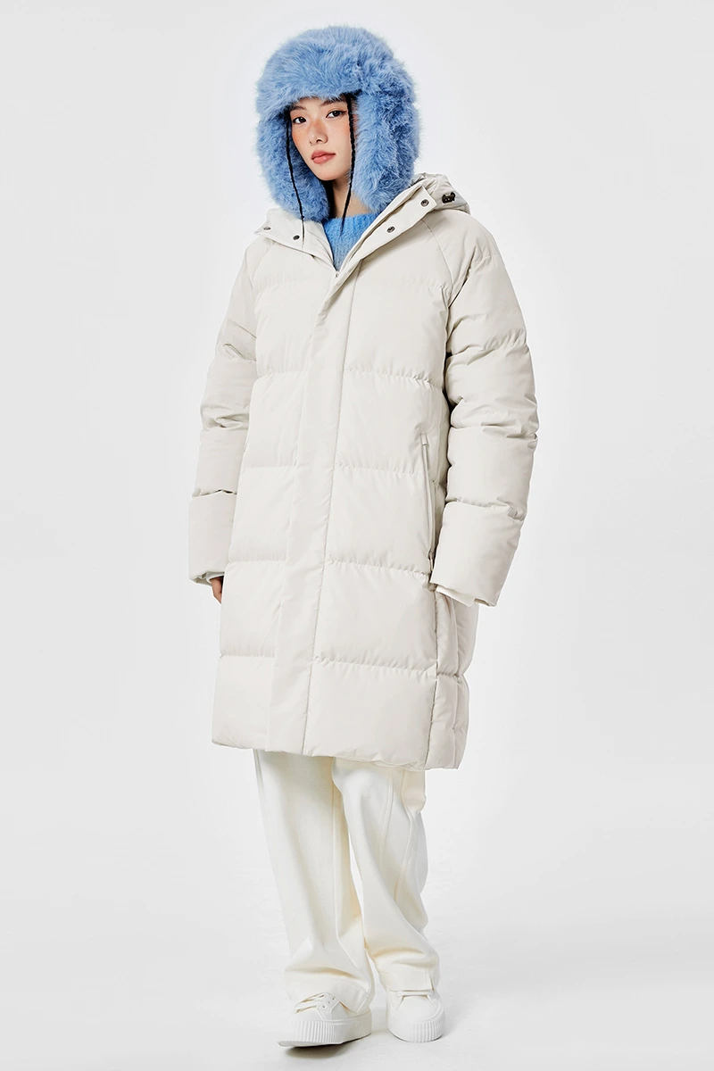 Customized winter men and women windproof and warm long cotton-padded jacket down coat. detail
