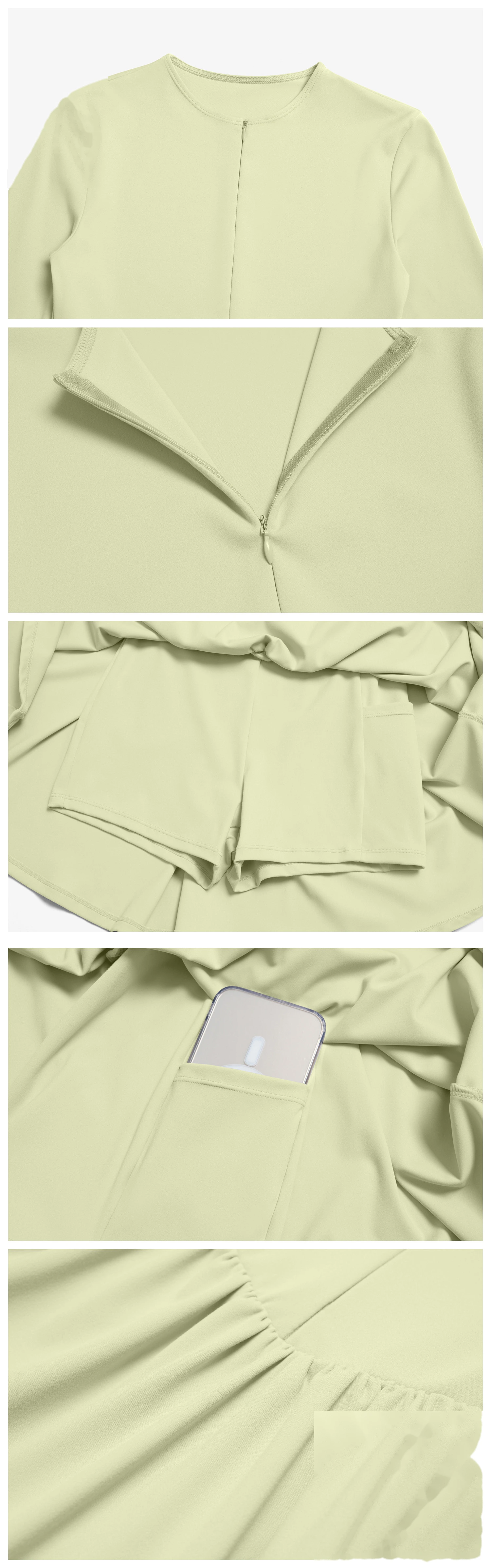 Custom Women’s Fake Two Piece Tennis Skort High Waist Running Workout Skirt with Built-in Shorts detail