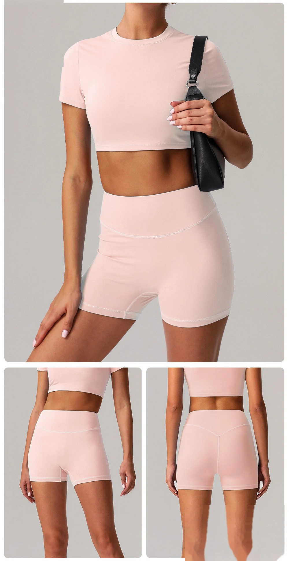 Custom nude yoga shorts hip running fitness pants tight high waist outdoor sports shorts female detail