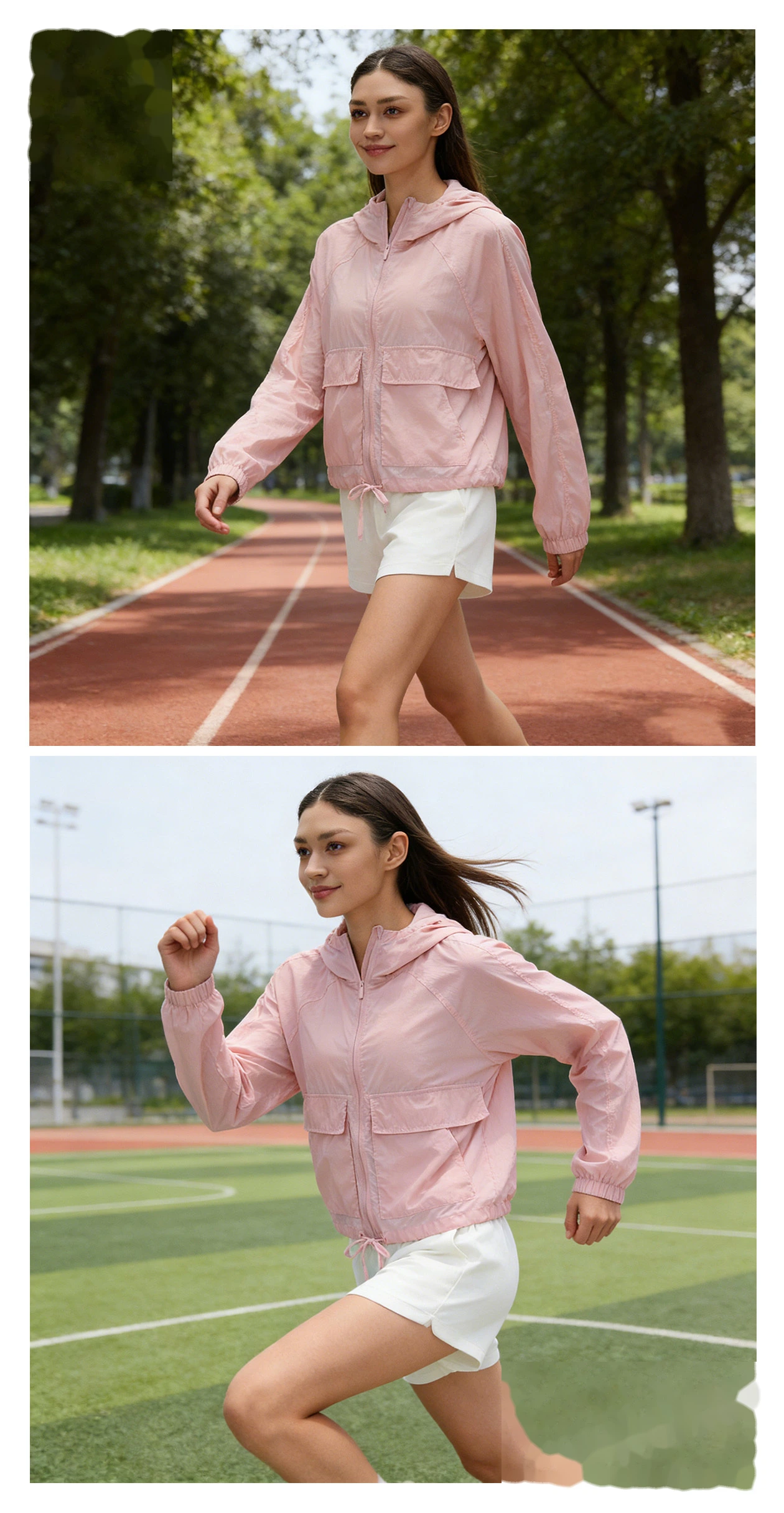 Bulk Custom UV Protection Hooded Top - Women's Lightweight Water-Resistant Loose Long Sleeve Sports Outerwear detail