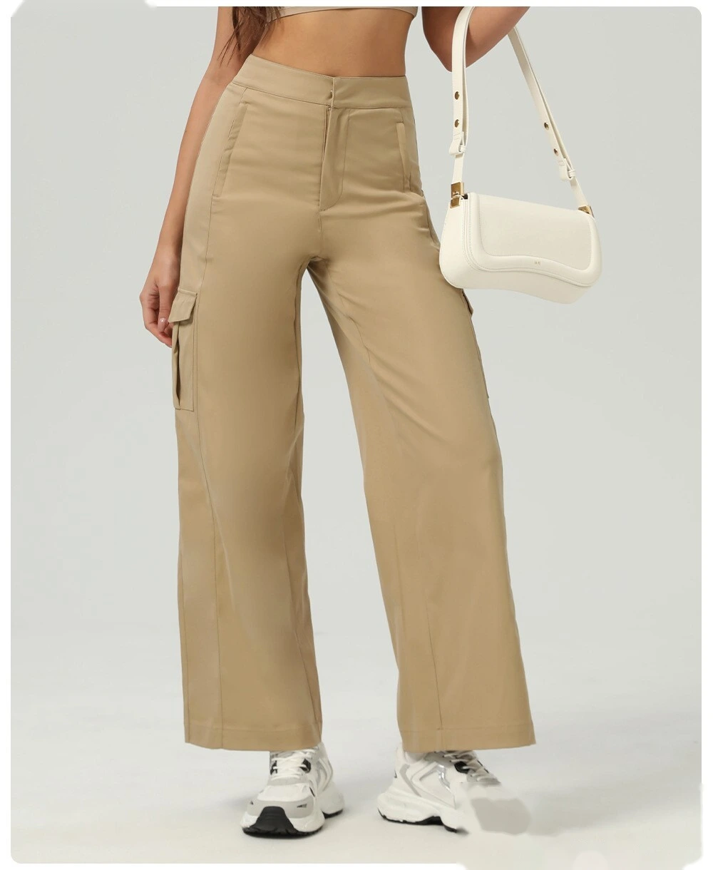 American loose sports pants pocket straight casual pants wearing wild sports dance overalls female detail