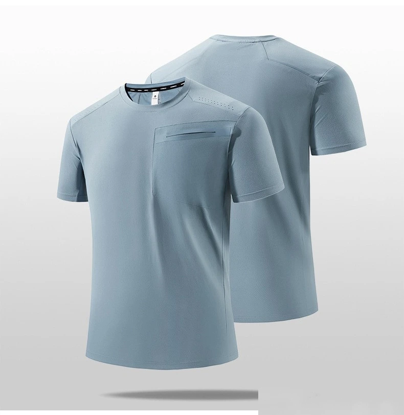 Customized ice silk thin short-sleeved T-shirt men's loose leisure sports seamless cool breathable quick-drying clothes detail