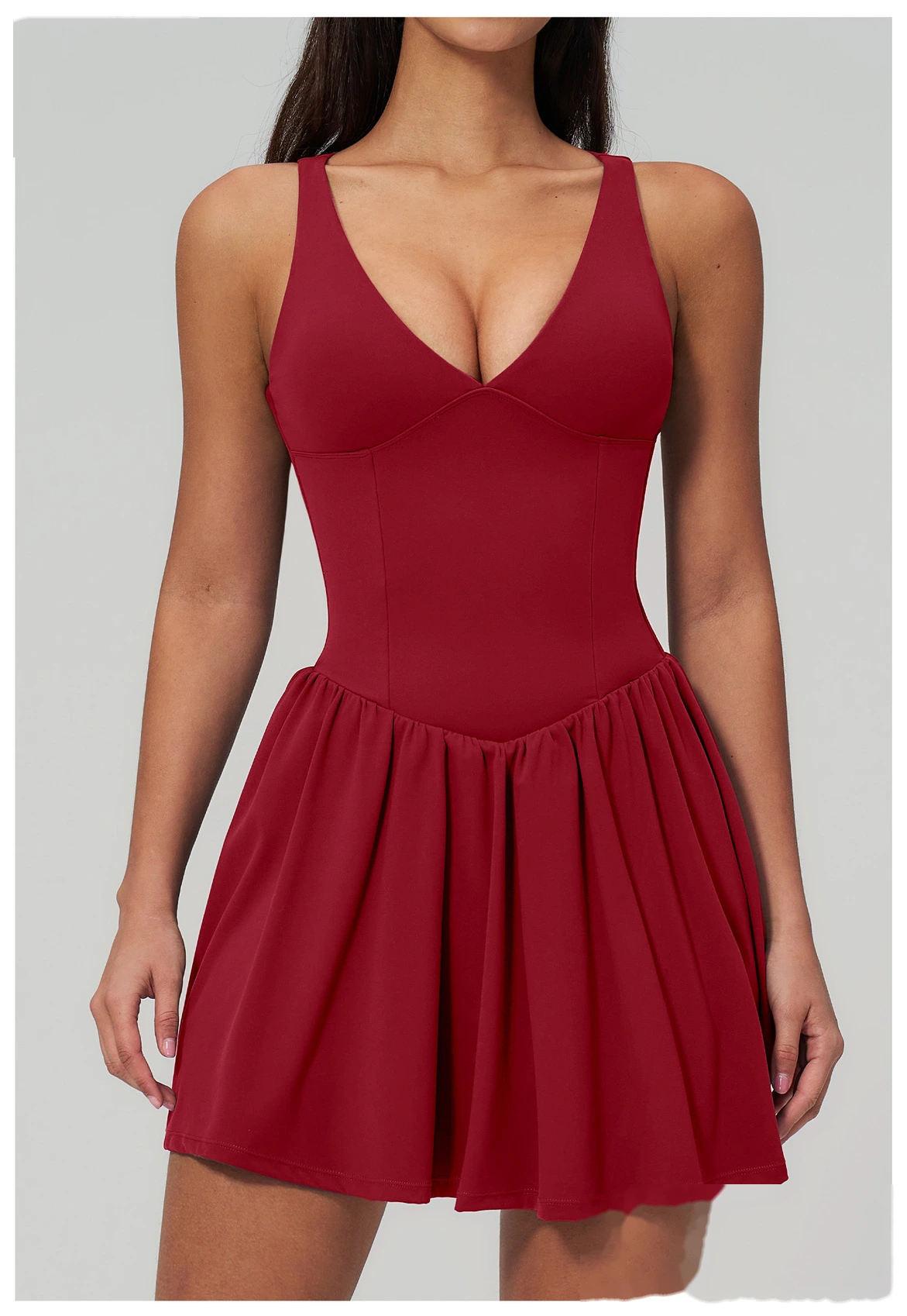 Women’s Custom Sports Tank Dress Sleeveless Slim Yoga Tennis Skirt Dress for Fitness Running Outdoor Activewear detail