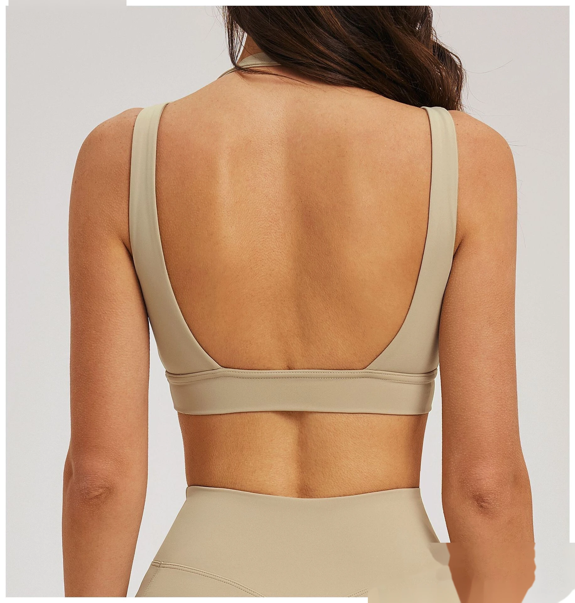 Premium Nude Sensation Sports Bra Women Custom Elegant Open Back Yoga Running Workout Bra detail