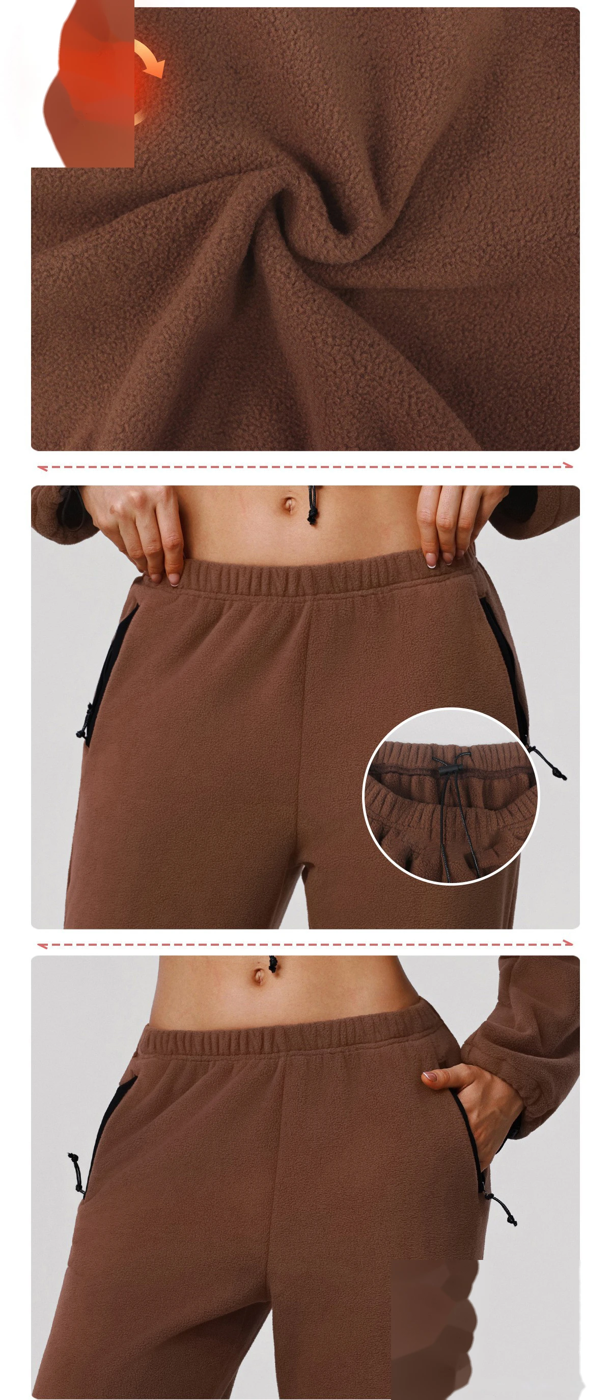 Custom Winter Warm Sweatpants - Women's Wide-Leg Slim Straight Loose Pants for Outdoor Running detail