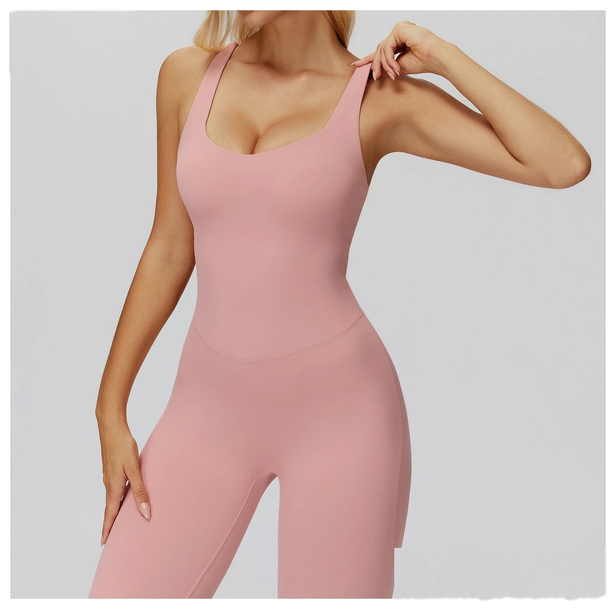 Women's Sexy Slim-Fit High Elastic Yoga Unitard - Customizable One-Piece Workout Gear for Running & Fitness detail