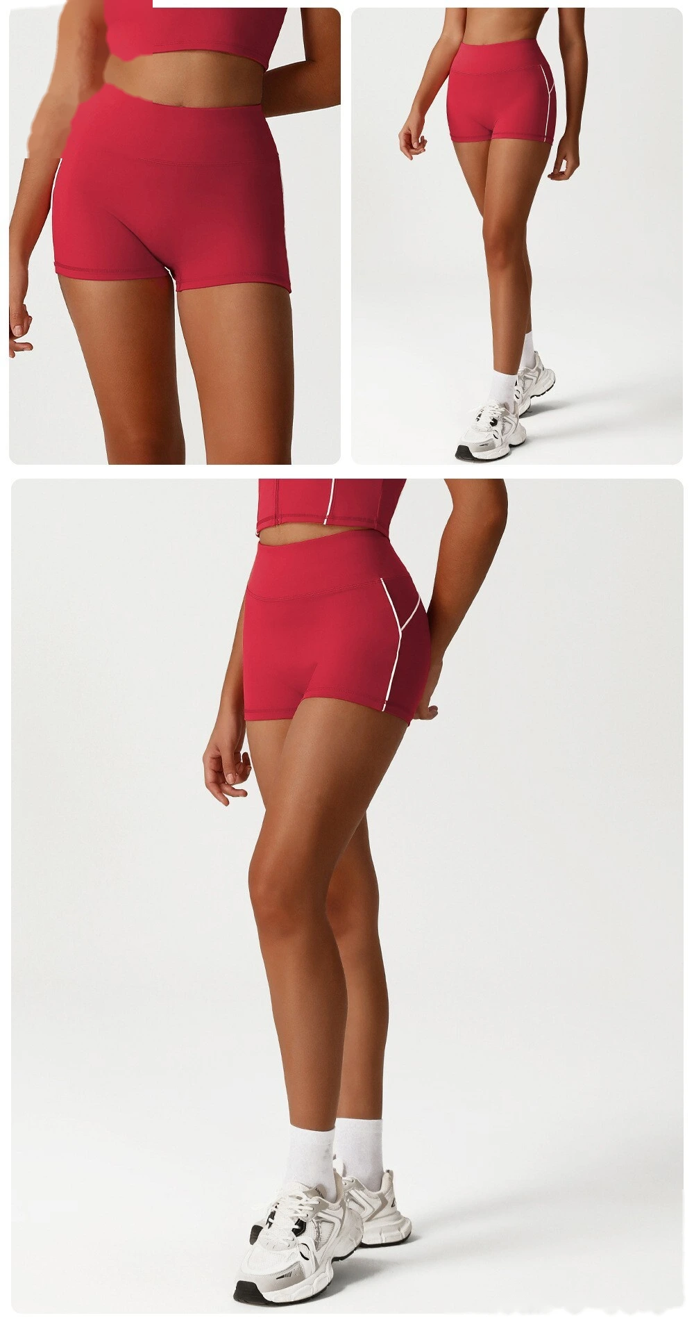 Custom color matching tight-fitting yoga pants peach hip high waist shorts without T-line outdoor running fitness shorts detail