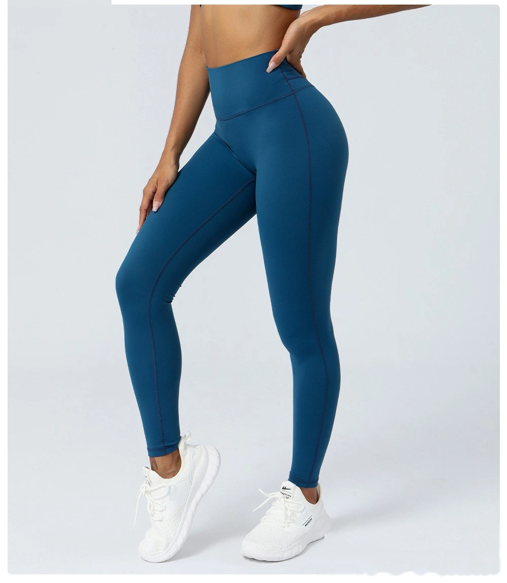 Custom nude yoga T-free embarrassing line fitness pants sports hip pants detail