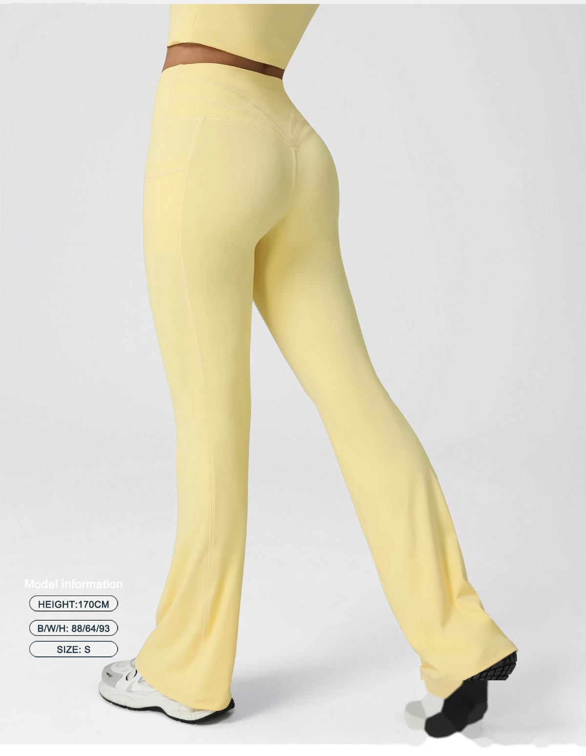 Custom slim pocket dance wide-leg pants hip high waist leisure bell bottoms fitness yoga pants. detail