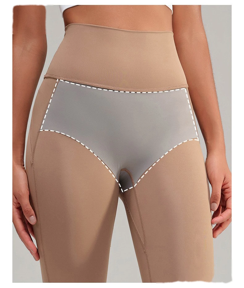 Custom-made nude tight-fitting exercise pants with high waist and abdomen yoga pants for women detail